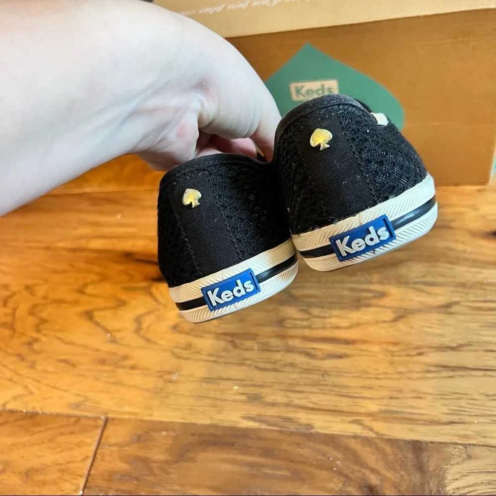 Kate spade black‎ mesh fishnet sneakers slides size 7.5